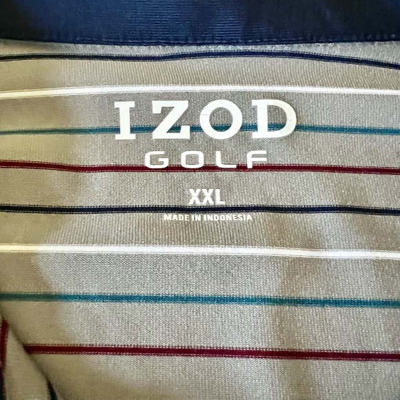 ⛳️ Izod Golf Polo Grey with Multi color stripes XXL ⛳️ - Picture 2 of 6